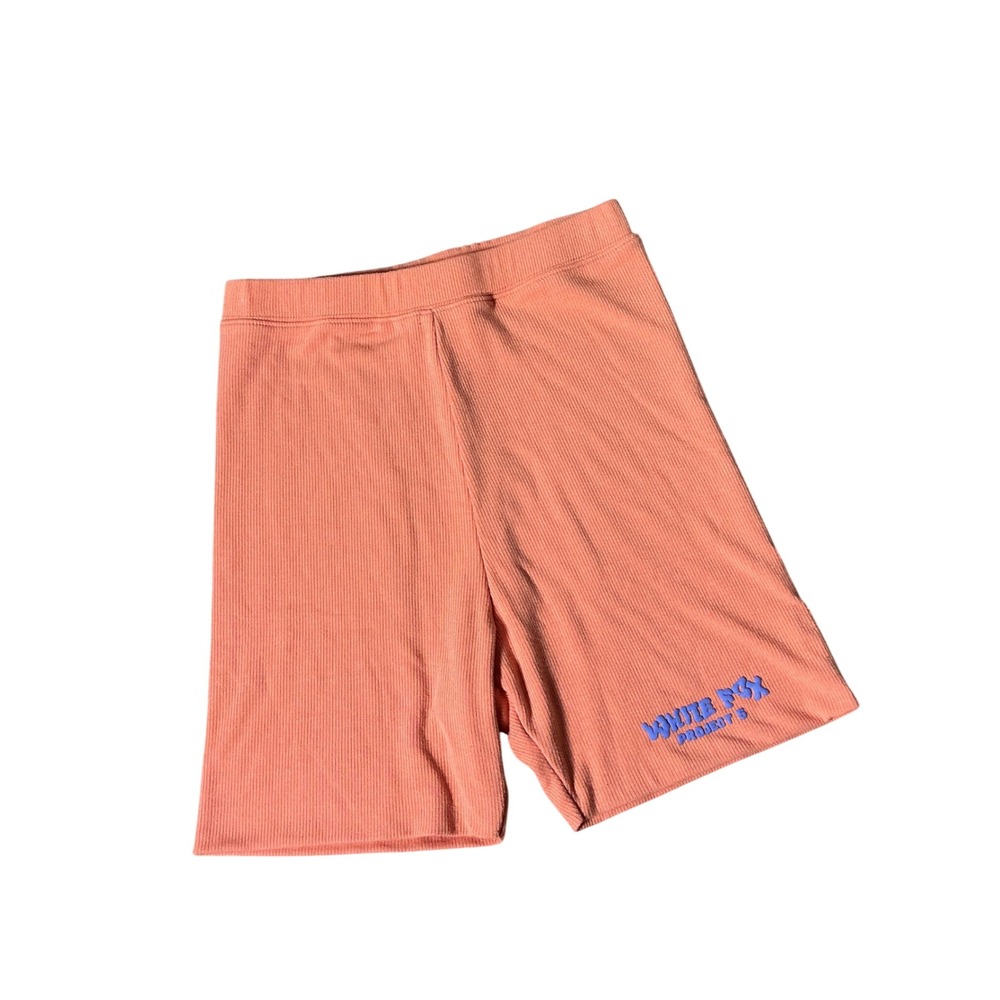 White Fox Boutique Project 5 Ribbed Biker Shorts Orange Coral XS Logo Streetwear